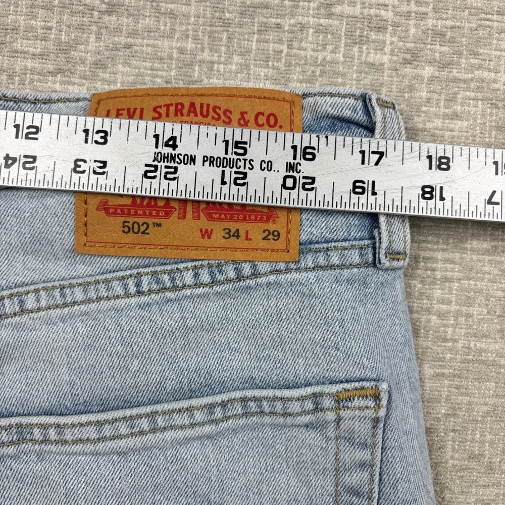 Levis 502 Mens 34x29 Light Distress Jeans Thigh Fade ** Vintage Style ** Denim